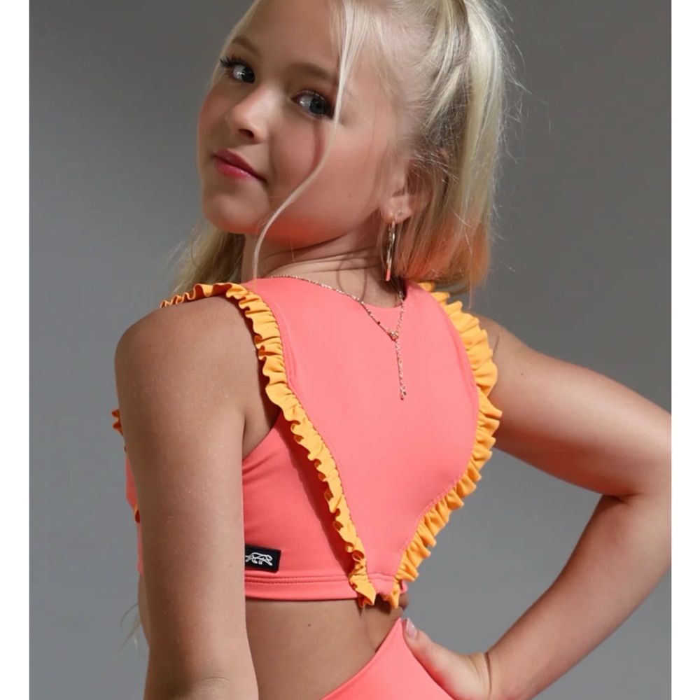 NWT Tiger Friday Dancewear Faye Reversible Crop Top Size Various Color Papaya - Picture 6 of 12